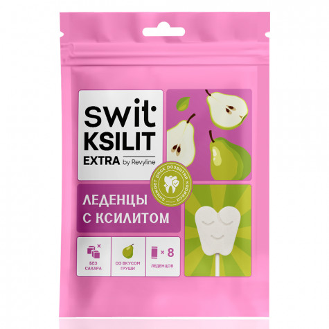 Леденцы на палочке Swit by Revyline Ksilit Extra Груша, 8 шт.